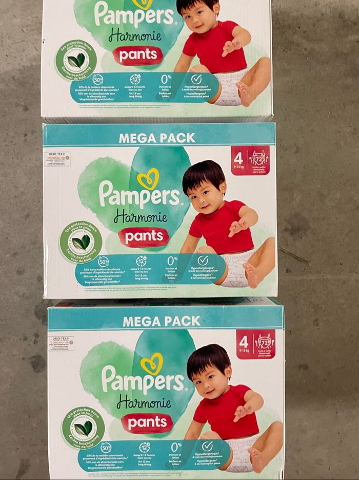 75€ les 216 couches culottes Pampers Harmonie Pants T4 (9 à 14 kg)