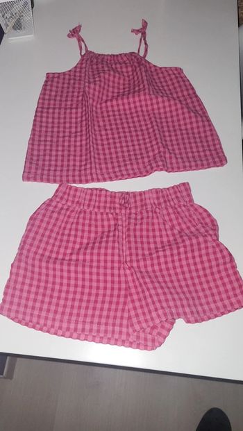 Short débardeur rose vichy 8 ans