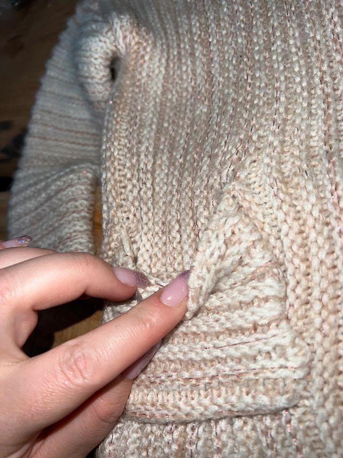 Gilet en laine rose pale chiné taille 2 3 4 ans tape à l’œil bien chaud veste - photo numéro 4