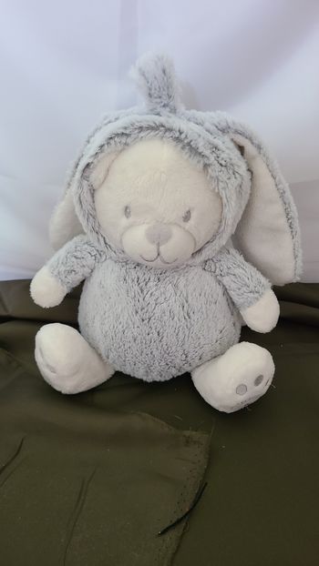 DOUDOU BOULE MUSICAL ORCHESTRA PREMAMAN OURS LAPIN gris chiné blanc