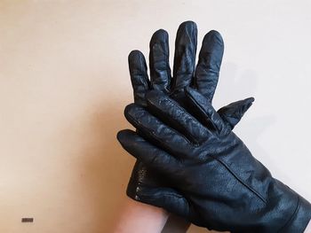 Gants vintage en cuir et soie