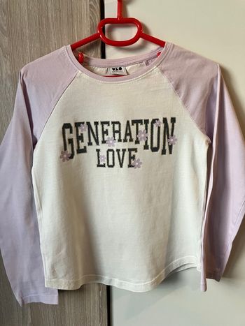 T-shirt manches longues blanc et violet 8 ans Tao