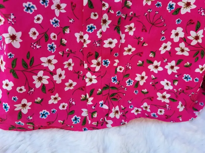 Blouse fleuri fluide rose multicolore taille 48 - photo numéro 5