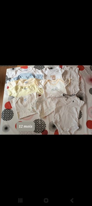 Lot 10 bodies manches courtes Taille 12 mois