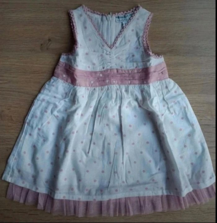 robe blanche à pois rose kimbaloo 6 mois - photo numéro 2