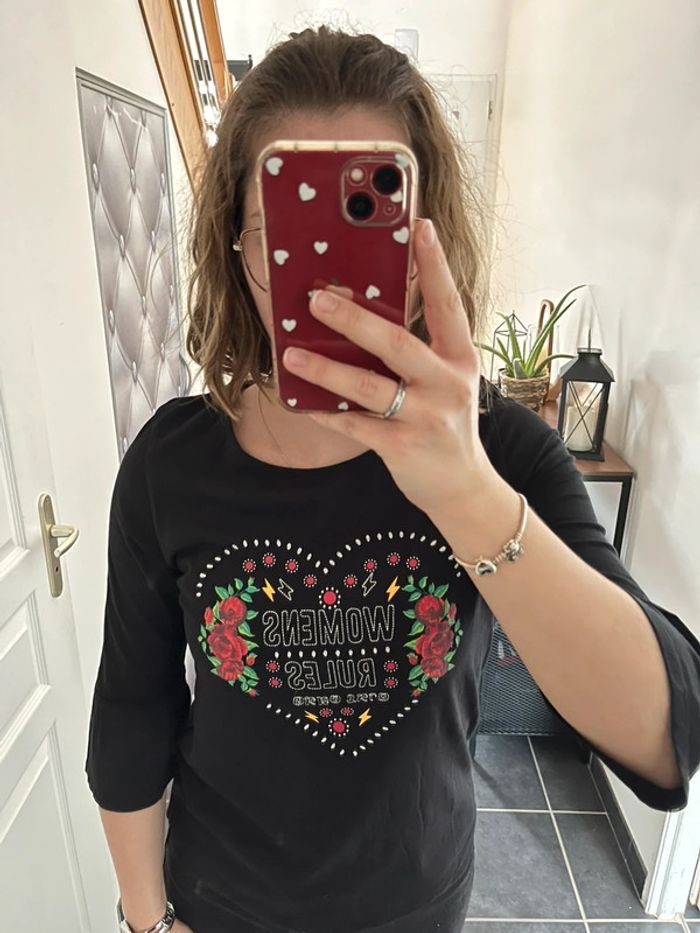 T-shirt manches 3/4 noir Cache cache M🖤 - photo numéro 2