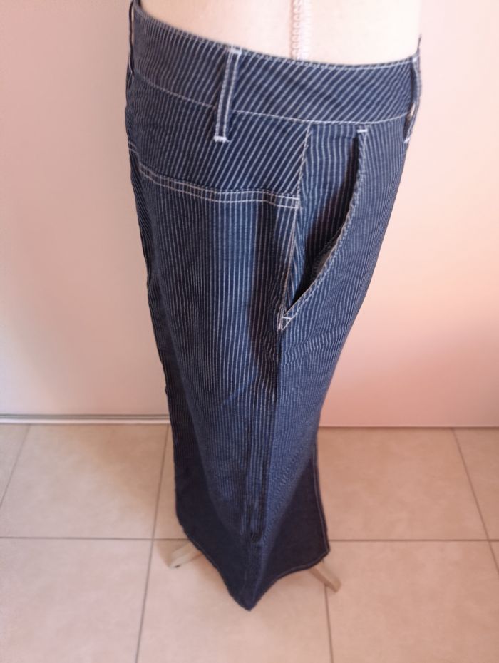 Sublime jupe longue droite fendue Neuve rayée - photo numéro 5