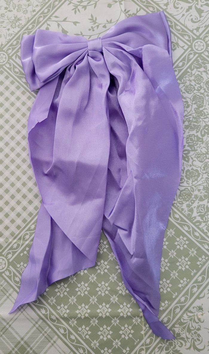 LOT DE 3 PINCES BARETTES CHEVEUX NOEUD SATIN ROSE VIOLET ECRU ! NEUF ! - photo numéro 2