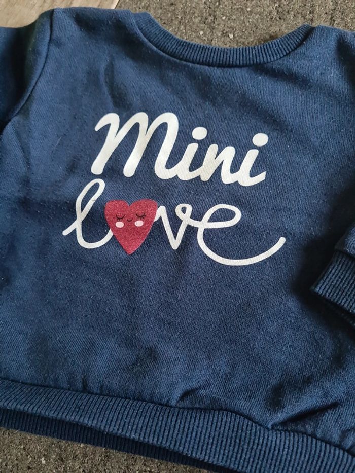 Pull mini love 6 mois Marine in extenso