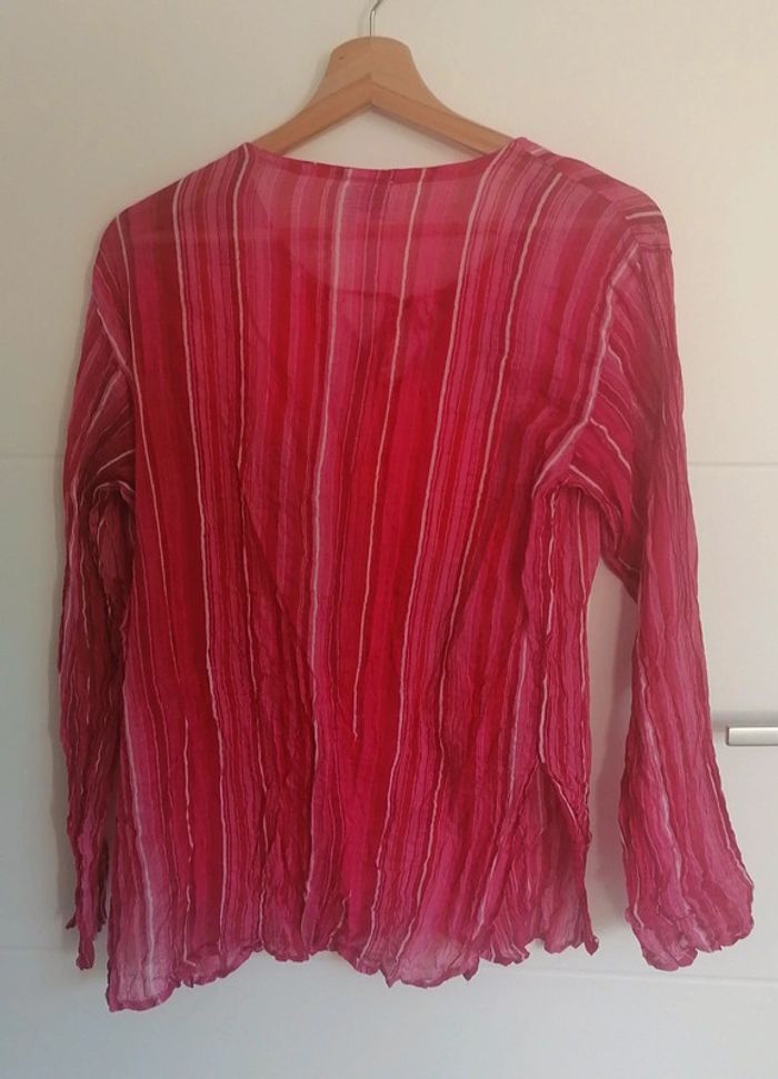 Blouse transparente rose fushia rayures Taille M Coline - photo numéro 9