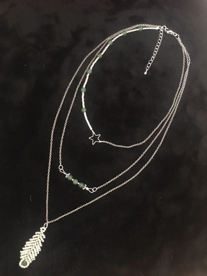 Collier acier inox aventurine - photo numéro 3