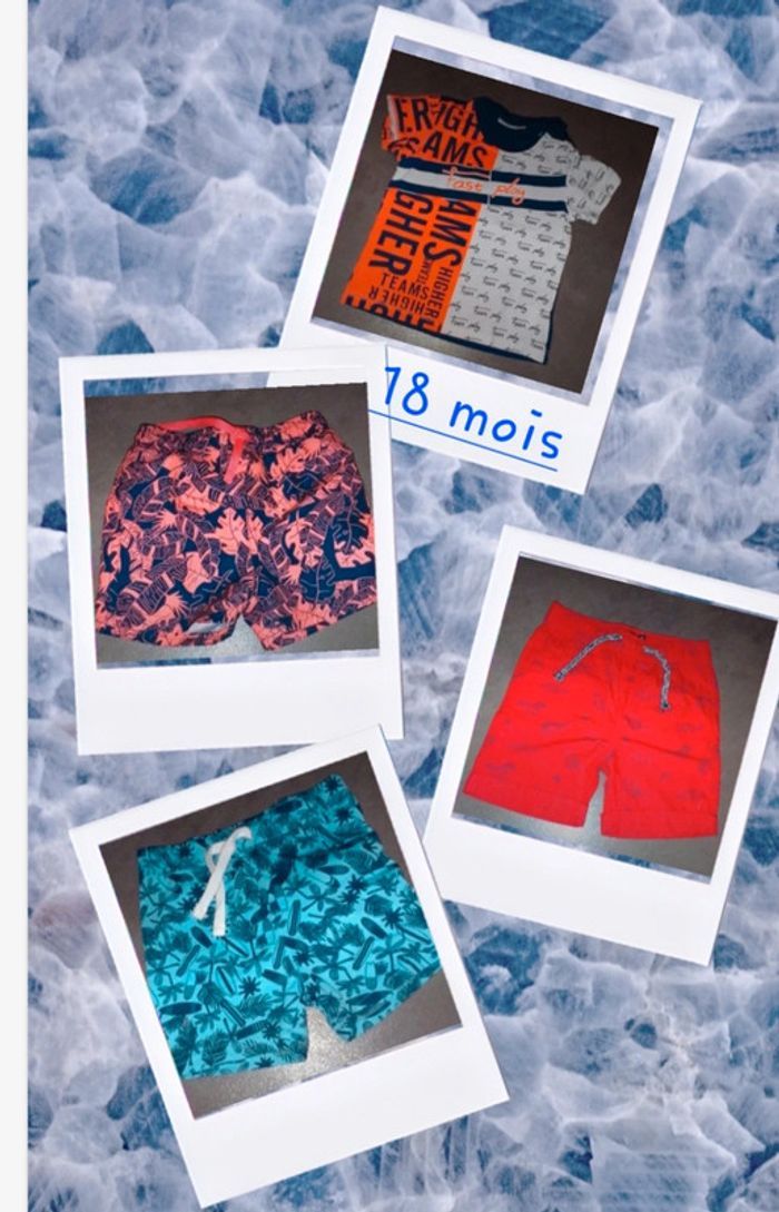 Lot 3 shorts, 1 tee-shirt 18 mois ,neuf/tbe - photo numéro 1