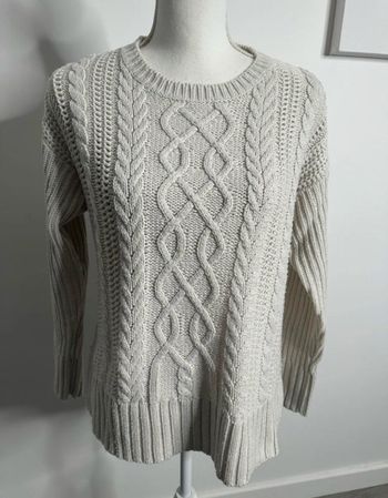 Pull en maille torsades gris clair Vintage T38 M