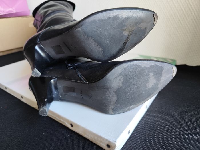 Bottes hautes cavalier ou cuissardes pointure 39 en cuir noir talon 7.5cm - photo numéro 8