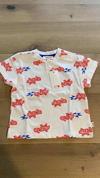 T-shirt manches courtes catimini 6 mois rouge et blanc