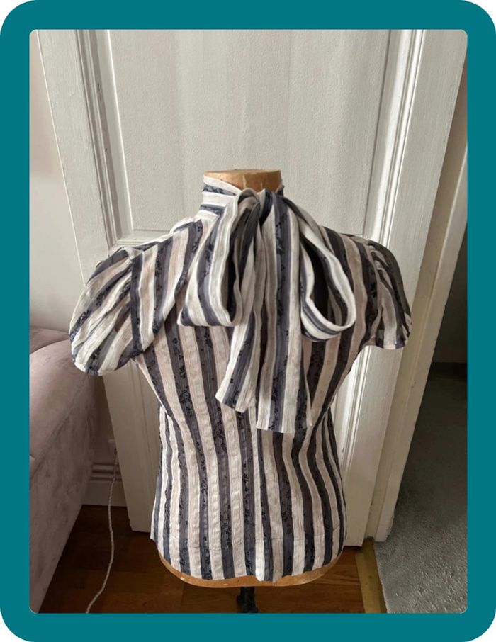 Blouse manches courtes soie noeud au cou xxs- BCBGmaxazria - photo numéro 5