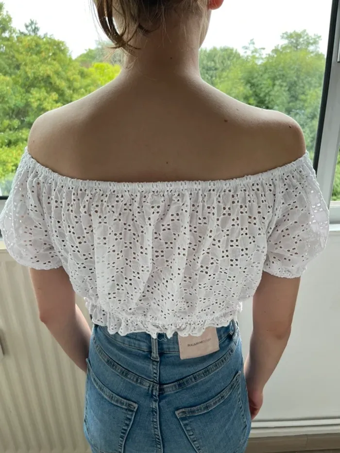 Haut blanc taille unique épaules dénudé - photo numéro 2