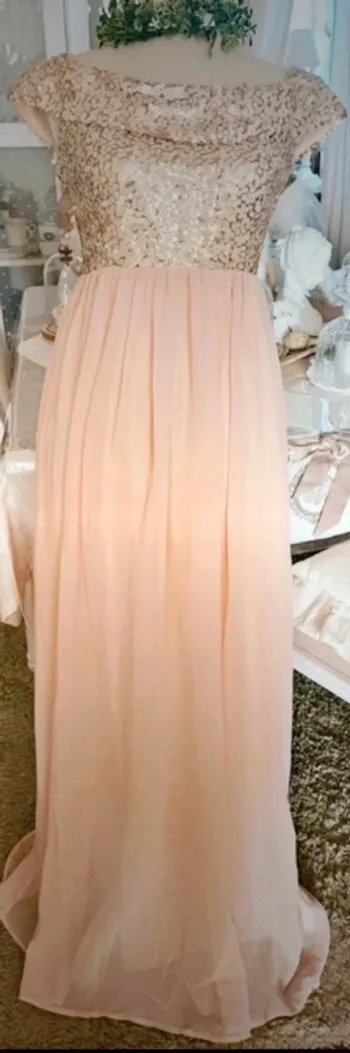 Robe de soirée avec sequins abricot Boohoo Taille 38 Neuve