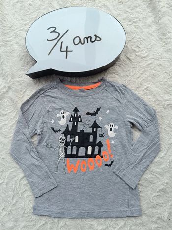 Tee shirt manches longues Garçon 3/4 ans Halloween Fantôme Zeeman