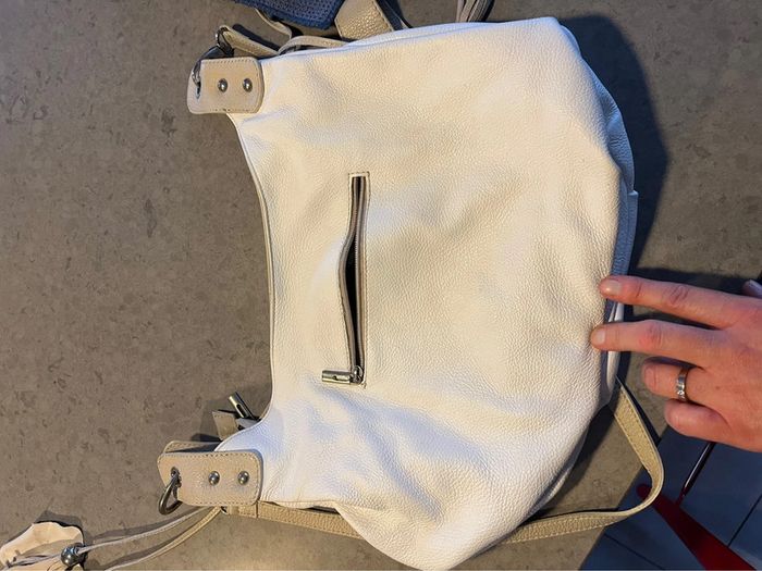 Sac à main en cuir blanc et beige - photo numéro 7