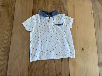 👶 Polo blanc à motifs bleus - Kiabi - 18 mois