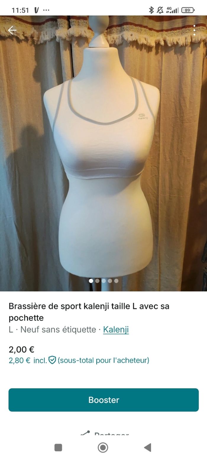 Brassière de sport Kalenji taille L