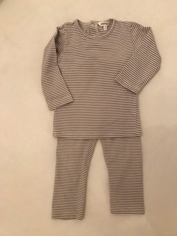 Ensemble Sous-Pull & Leeging Rayures Beige