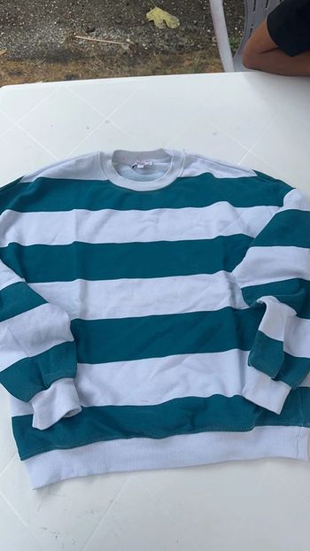 Pull vert blanc