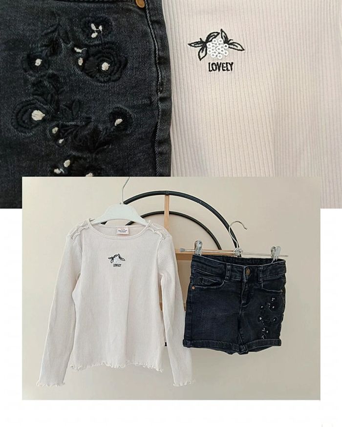 5 ans ensemble tape a l'oeil Teeshirt côtelé et short