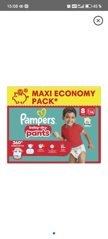 Pampers baby die paint taille 8 de carton