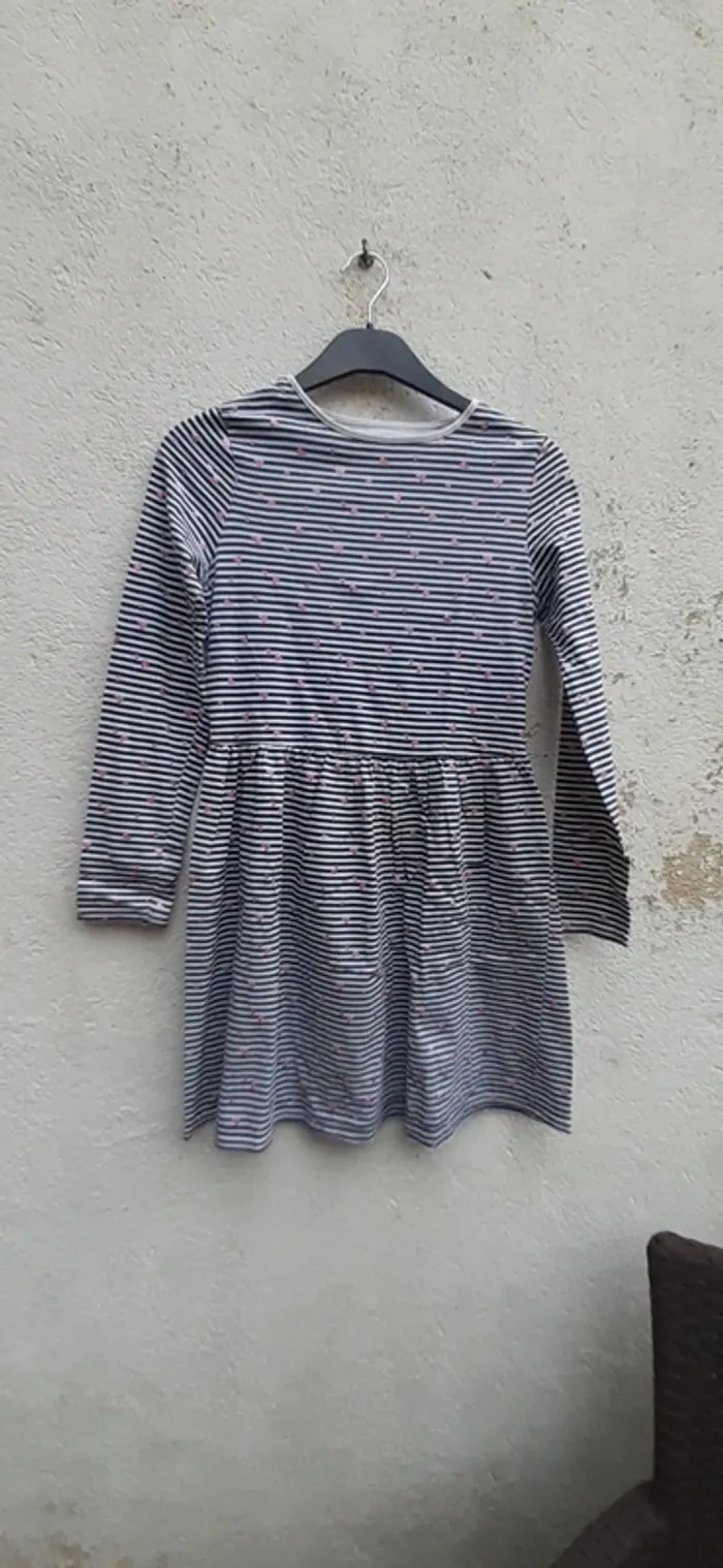 Robe rayée cœur 14 ans manches longues - photo numéro 2