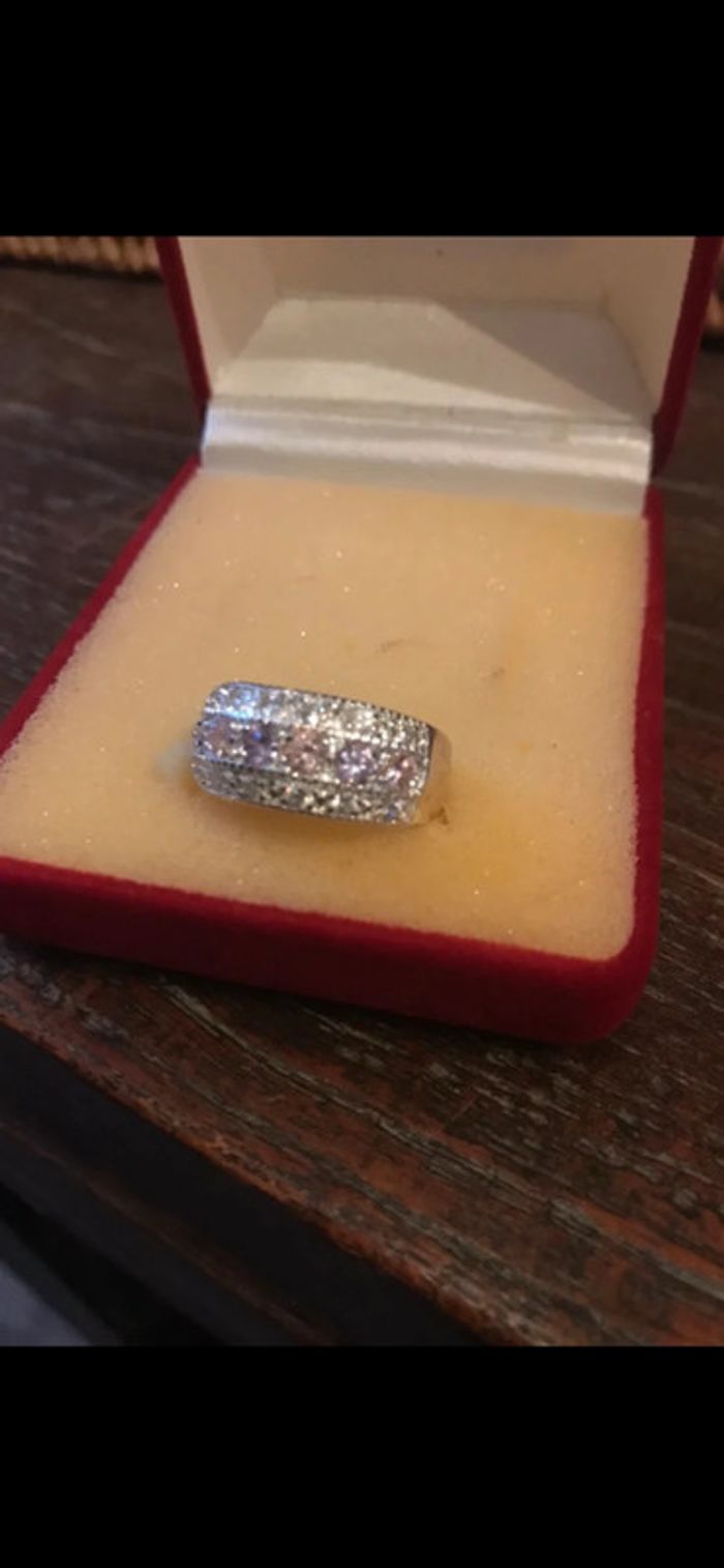 Magnifique bague avec pierres roses et parmes, taille 57 - photo numéro 9