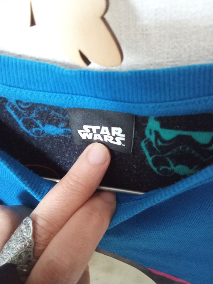 Pull manche longue garçon 7-8  ans star wars motif, bleu jaune, blanc - photo numéro 4