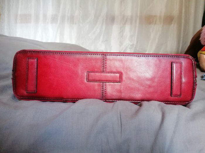 Sac vintage katana rouge cuir véritable. - photo numéro 5