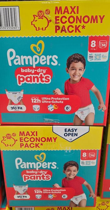 2 cartons couches pampers baby dry pants taille 8