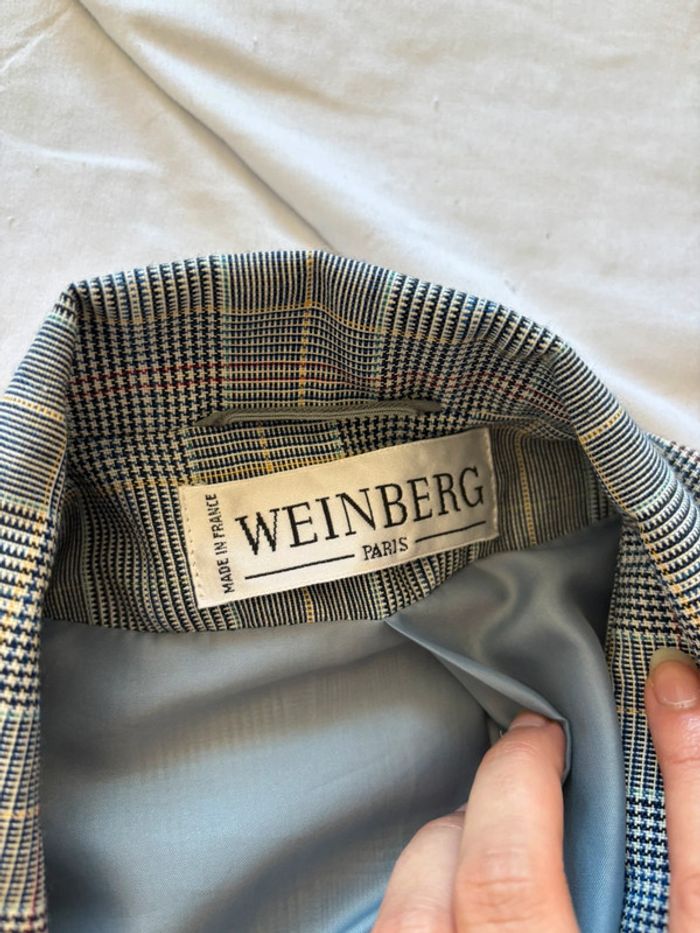 Veste blazer motif prince de galle carreaux gris noir Weinberg Paris vintage 90s taille L/XL - photo numéro 6