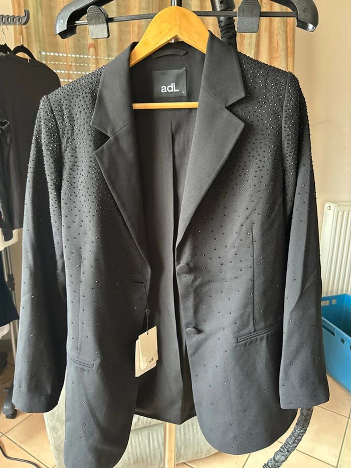 Veste tailleur a sequins noir Adl