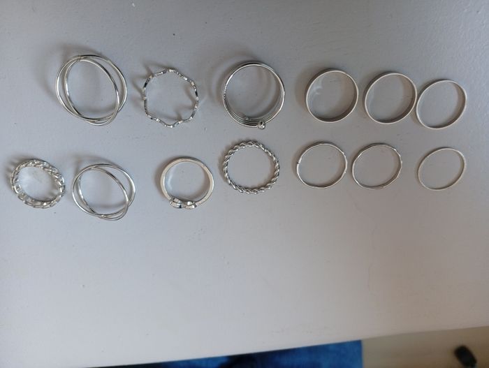 Lot 13 bagues en métal argenté - photo numéro 8