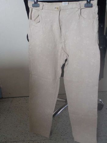 Pantalon beige à motifs floraux, taille 44 (taille petit)