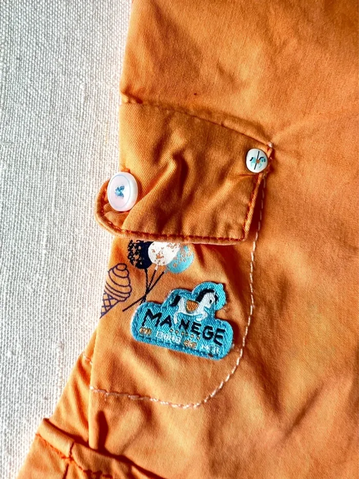 Ensemble été Sergent Major 12 mois 74 cm - chemisette à carreaux + short orange – très bon état - photo numéro 8