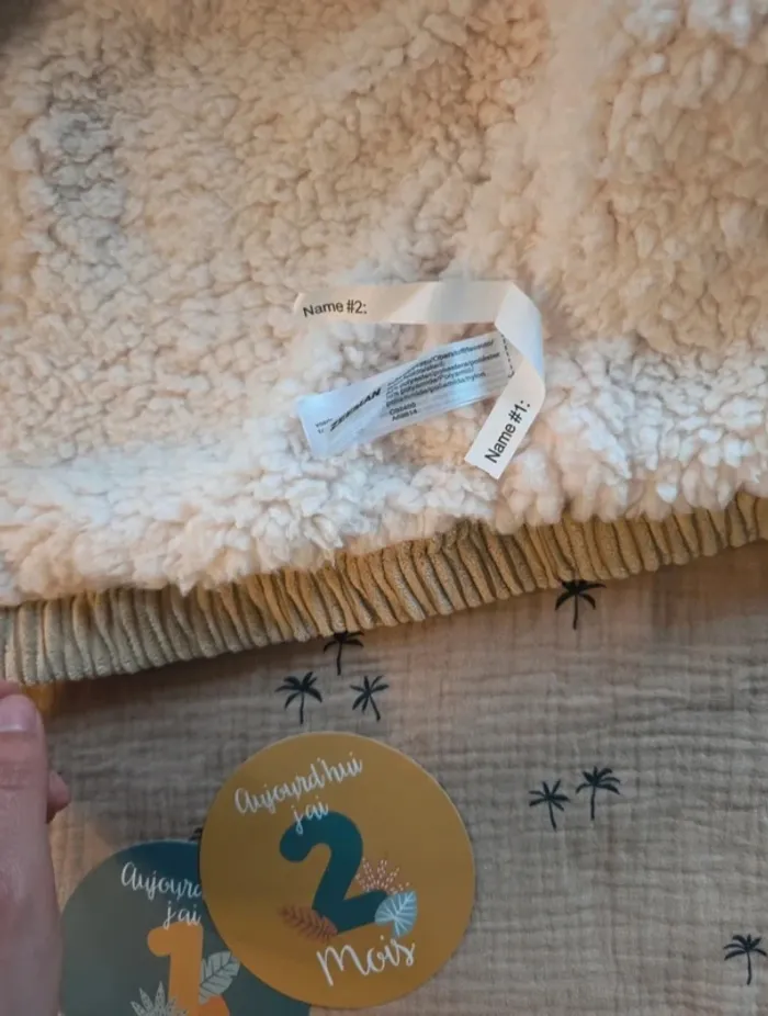 Veste bébé en velours côtelé beige doublée sherpa – 12 mois (74 cm - photo numéro 5