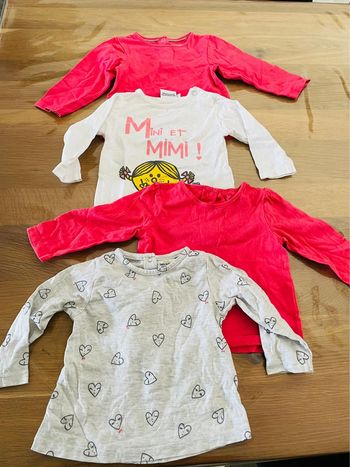 Lot de tee shirt manches longues 12 mois