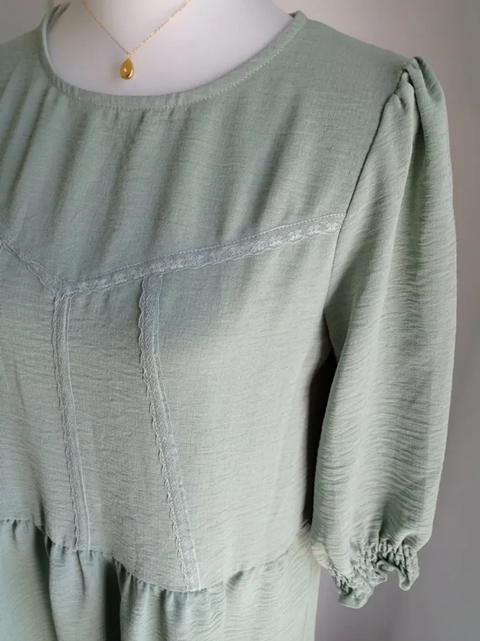 Magnifique robe trapèze babydoll vert amande vert d'eau T.M Kiabi - photo numéro 2