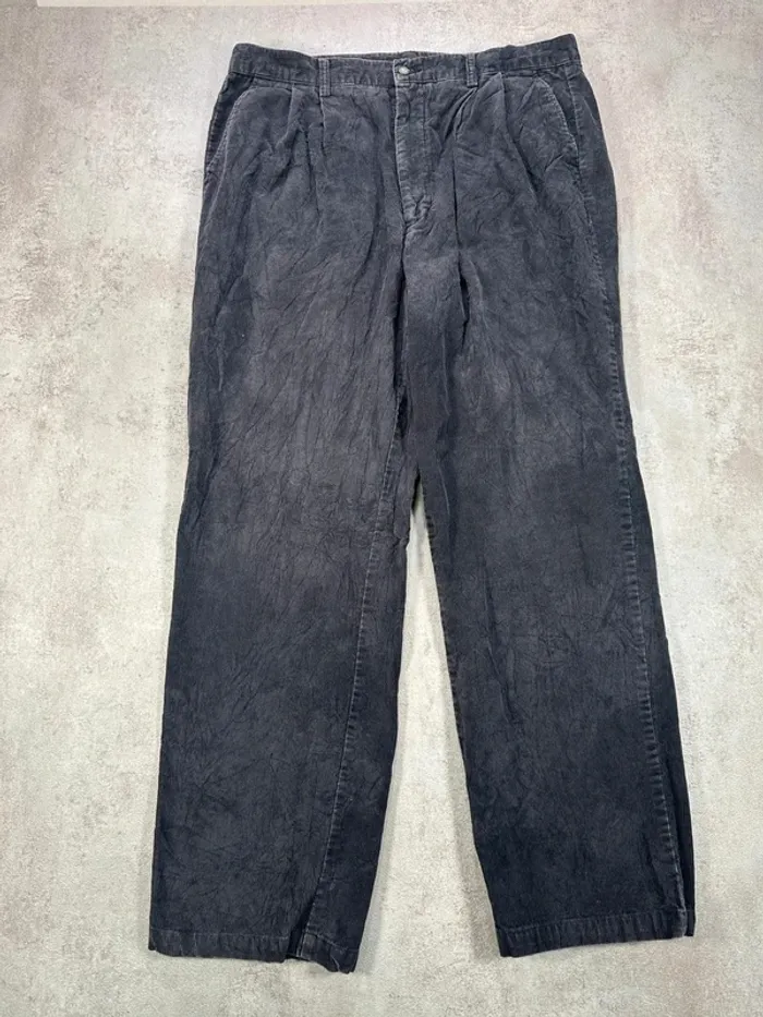 Pantalon En Velours Côtelé / Corduroy profilo ample coton gris fonce texture discret taille W38 L32 - photo numéro 2