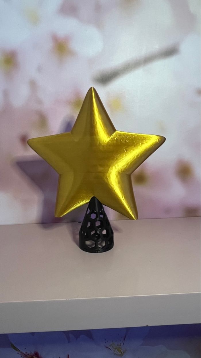 Étoile sapin de Noël Mario doré avec support pour fixer au sapins - photo numéro 2