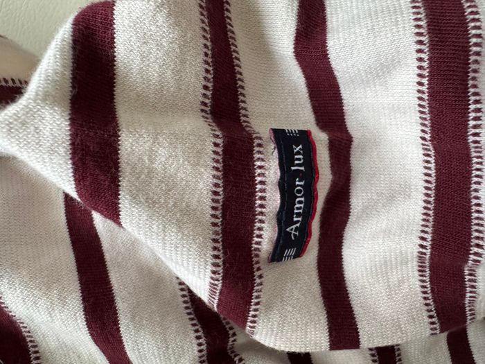 Blouse manches longues Armor Lux crème avec rayures bordeaux - photo numéro 6