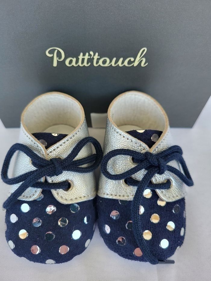 Chaussures  bébé fille en cuir marine/argent Point  16 - photo numéro 3