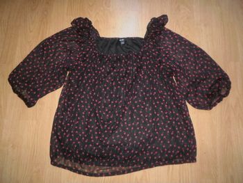 Joli chemisier Femme aspect tulle manches 3/4 Taille L (42/44) - NEUF