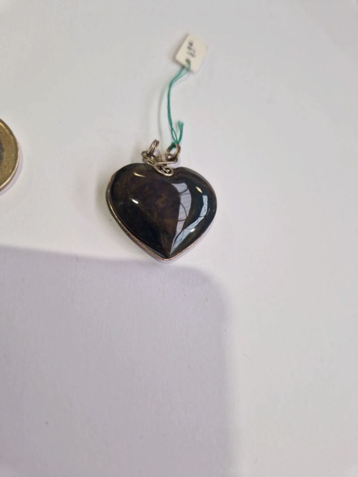 Pendentif obsidienne Manta Huichol cœur Mexique - photo numéro 2