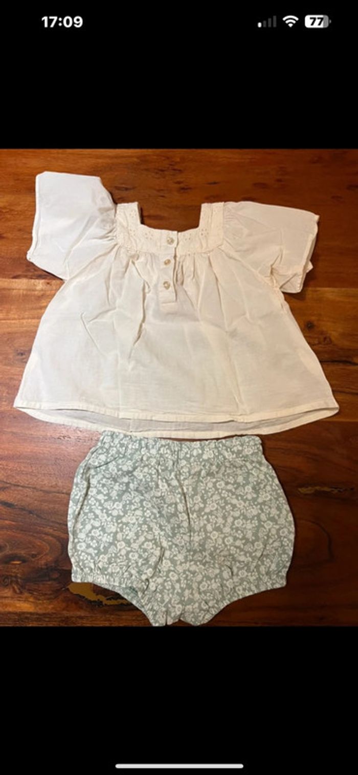 Ensemble short tee shirt fille 12 mois - photo numéro 2